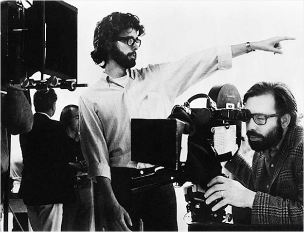 Director George Lucas and producer Francis Ford Coppola in the set of THX 1138